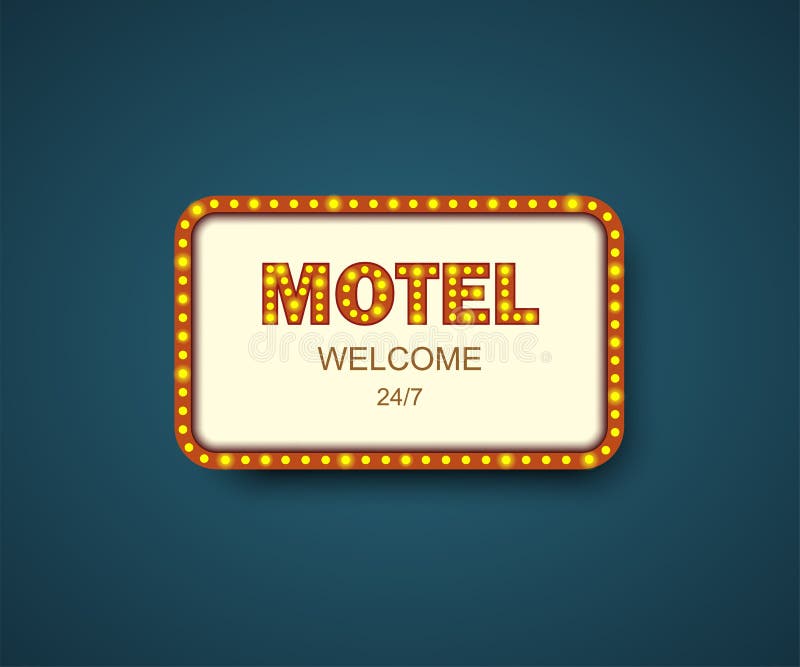 Motel del letrero de la plantilla con la sombra Muestra del hotel Marco de caja del motel para los anuncios Bandera, cartelera o ilustración del vector Motel del letrero de la plantilla con la sombra Muestra del hotel Marco de caja del motel para los anuncios Bandera, cartelera o ilustración del vector