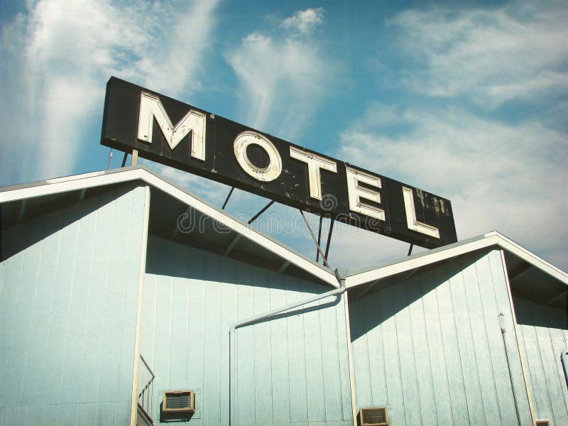 Aged and worn vintage photo of motel sign. Aged and worn vintage photo of motel sign