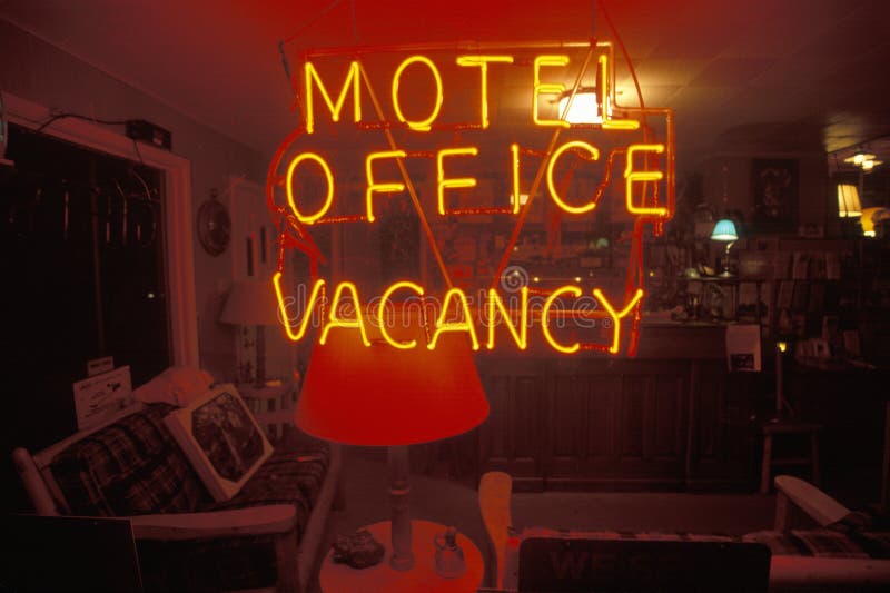Motel office, Vacancy neon sign royalty free stock photo