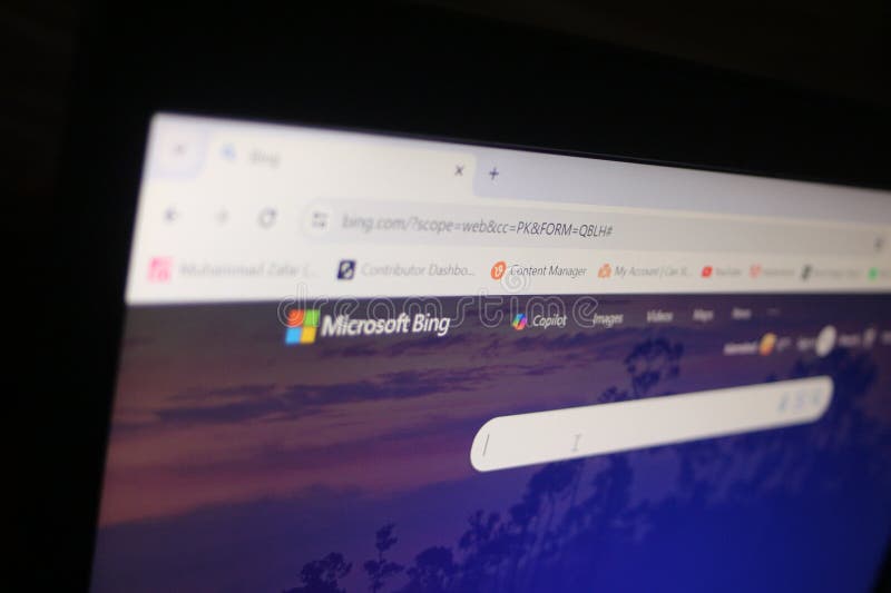 Moteur de recherche Microsoft Bing à l'écran photographie stock