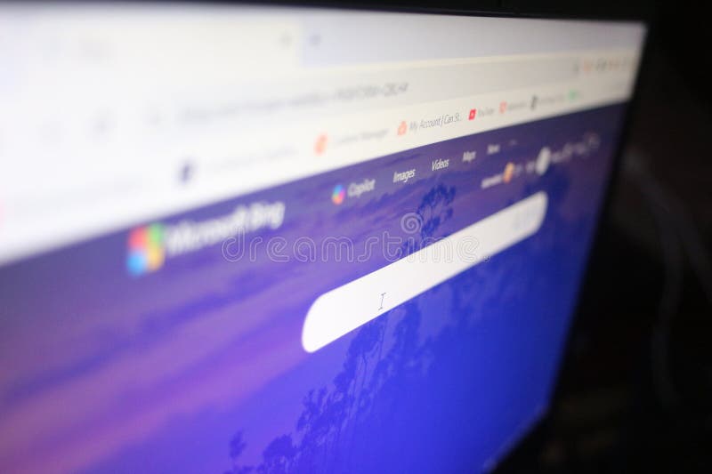 Moteur de recherche Microsoft Bing à l'écran photographie stock libre de droits