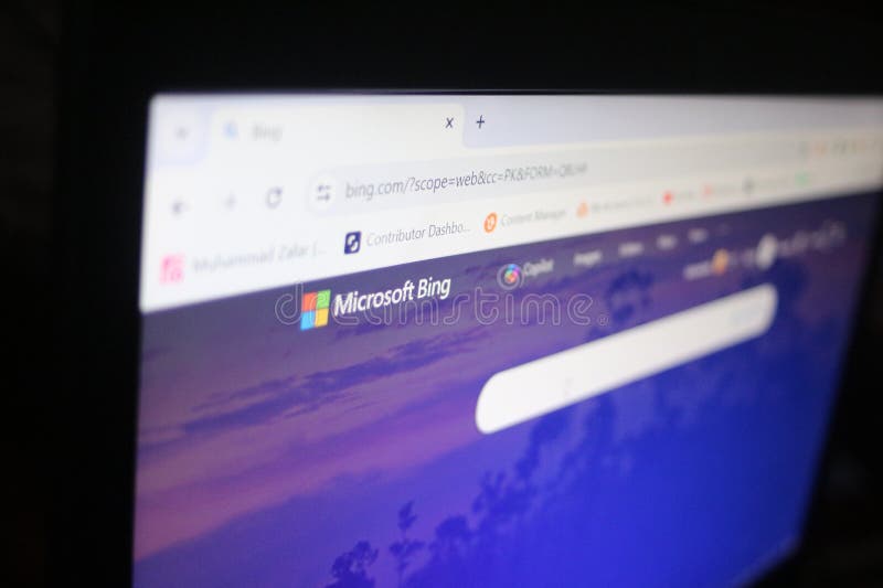 Moteur de recherche Microsoft Bing à l'écran photos stock