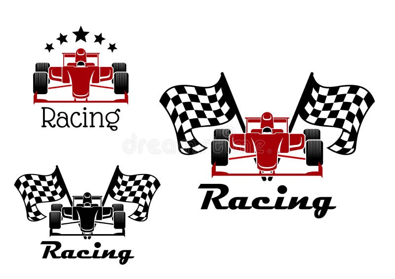 Moteur emballant des icônes de sport avec des voitures de course illustration stock Moteur emballant des icônes de sport avec des voitures de course illustration stock