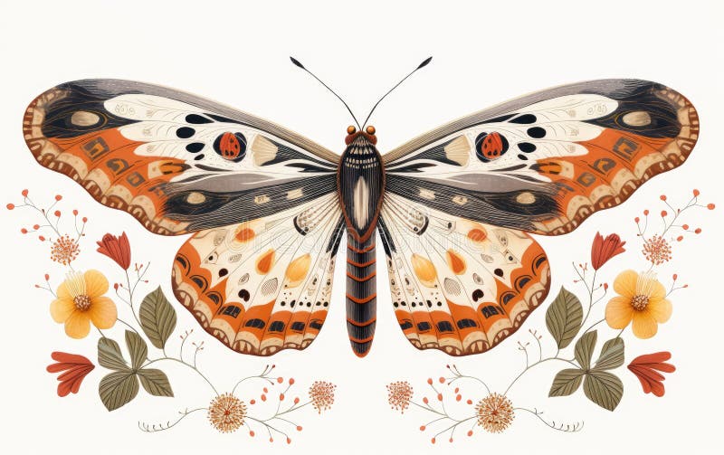 A Moth with Delicate Patterns on Its Wings Resting on a Leaf -Generative Ai stock photography