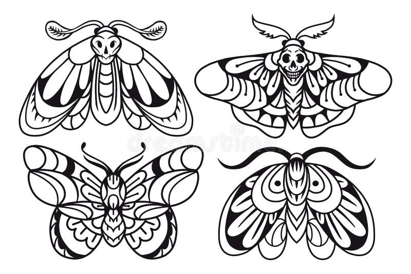 Vector Night Butterfly Moth Traditional Tattoo Stock Vector Royalty Free  1135355657  Shutterstock