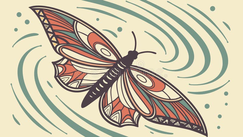 Moth with Swirling Abstract Patterns, vector design Generative AI stock illustration