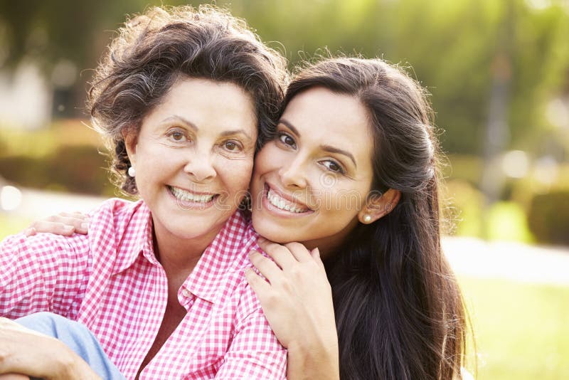 Mother With Adult Daughter In Park Together