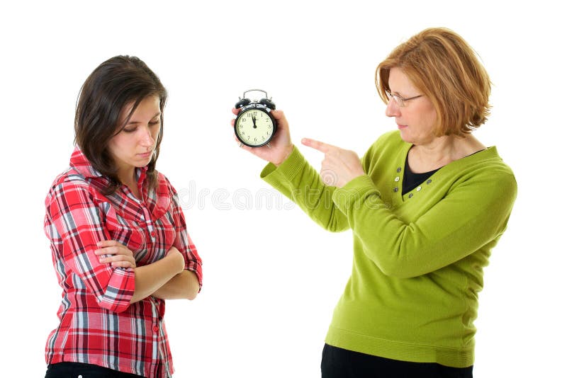 Mother argue with her daughter for being late