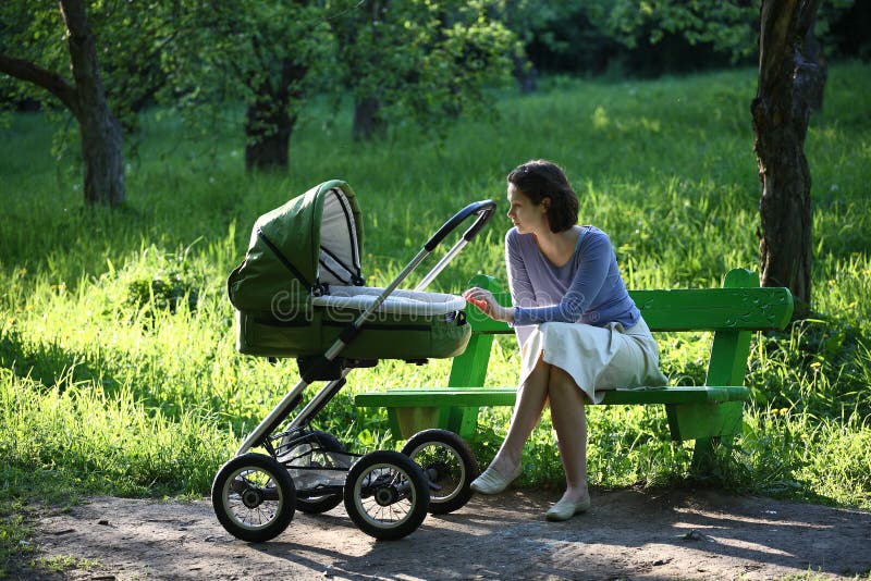 Mother with baby carriage