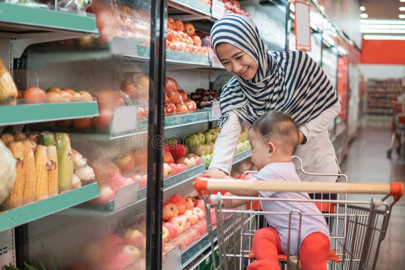 Mother and baby shopping