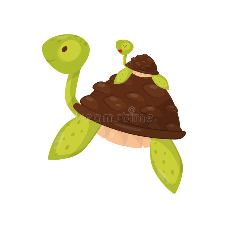 Mother and baby turtle swimming underwater. Cute marine creatures. Fauna and wildlife theme. Flat vector for t-shirt. Mother and baby turtle swimming underwater vector illustration Mother and baby turtle swimming underwater. Cute marine creatures. Fauna and wildlife theme. Flat vector for t-shirt. Mother and baby turtle swimming underwater vector illustration