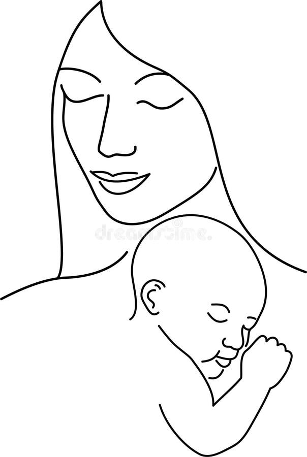 Semplice illustrazione di una madre con il suo bambino.