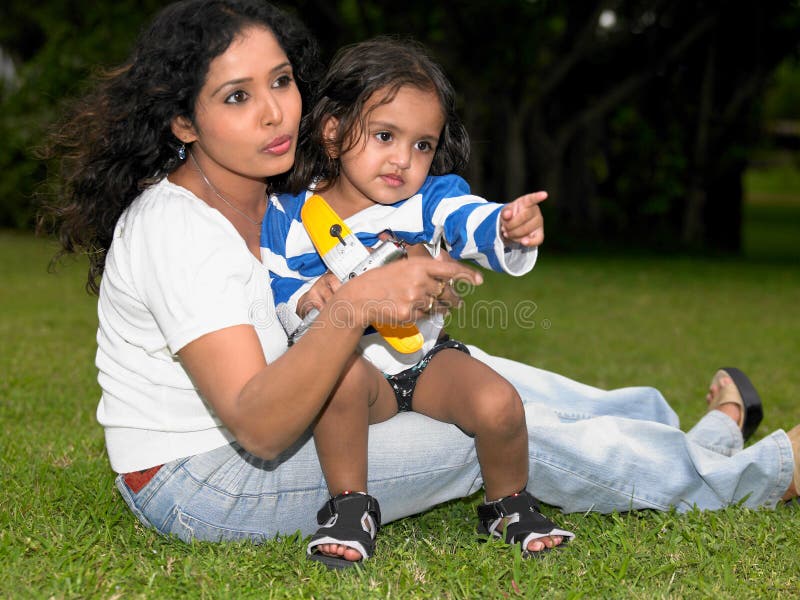 Mother and child in the garden