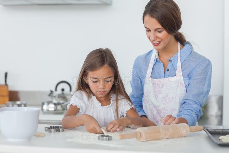 Mother and Daughter Baking Together Stock Image Image of female, girl