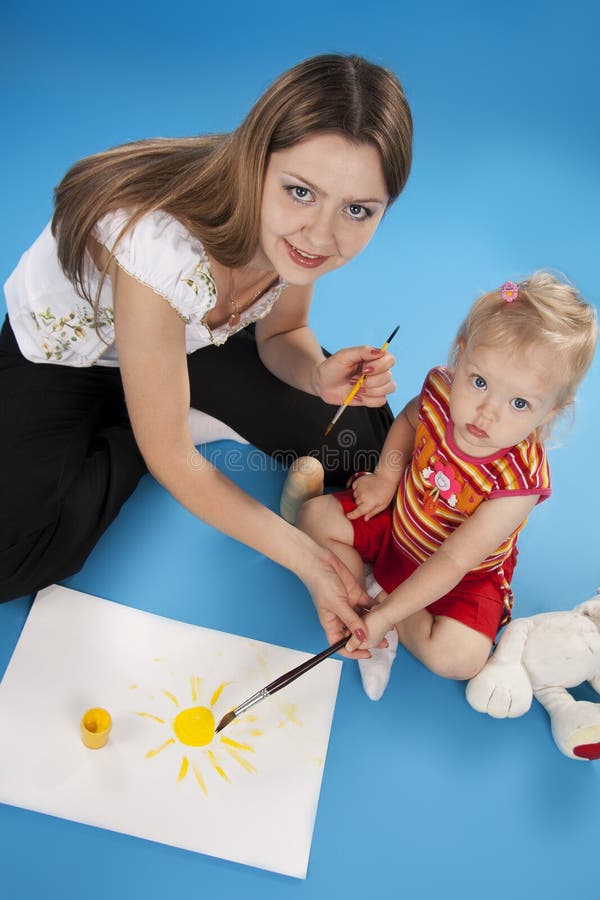 Mother and daughter drawing