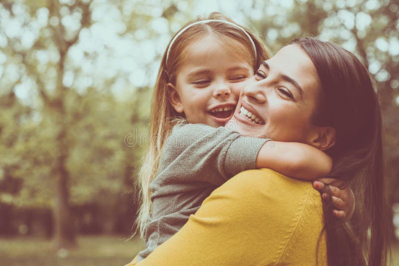 Mother And Daughter Hugging Front View Stock Image Image Of Emotion Meadow 105513907 