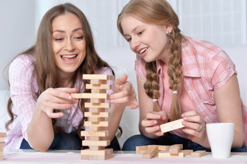 Mother and Daughter Playing Board Game Stock Photo Image of closeup