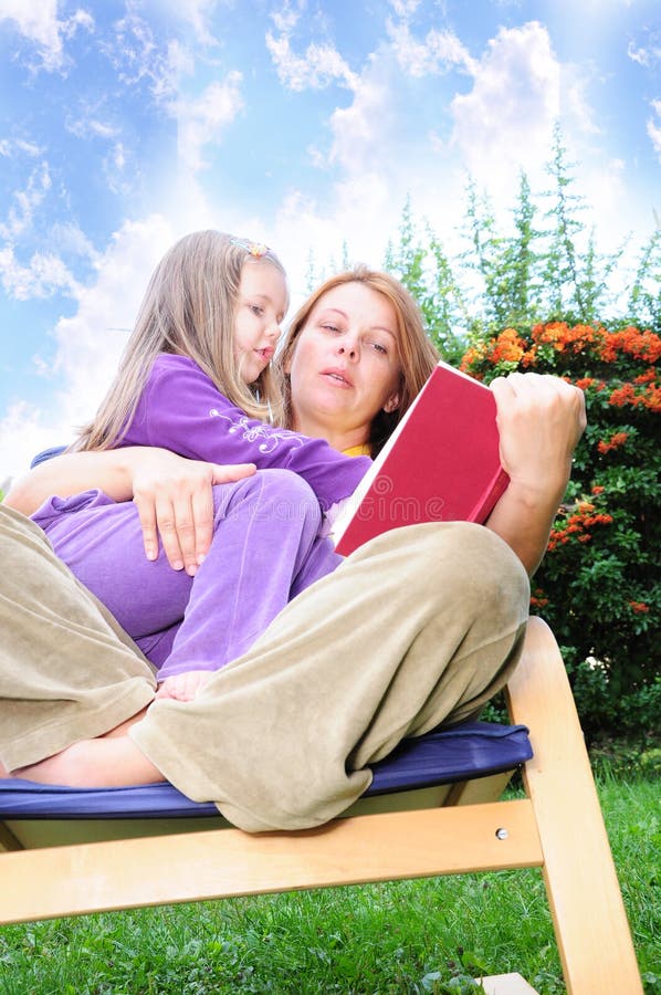 Mother and daughter reading a book