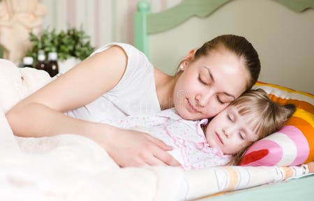 Mother and daughter sleep stock photo. Image of bedroom - 40607182