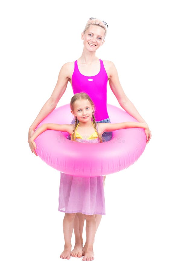 Mother And Daughter In Swim Ring Stock Image Image Of Females Lovely 222757955