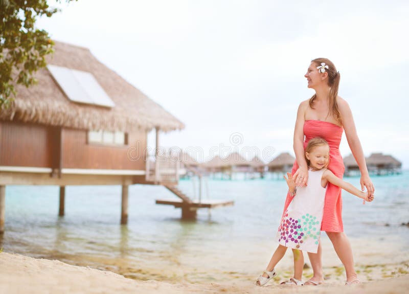 Mother and Daughter on Vacation Stock Photo Image of bungalow, girl