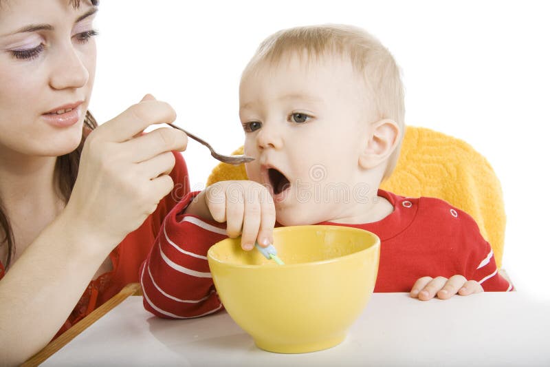 Mother feeding her baby