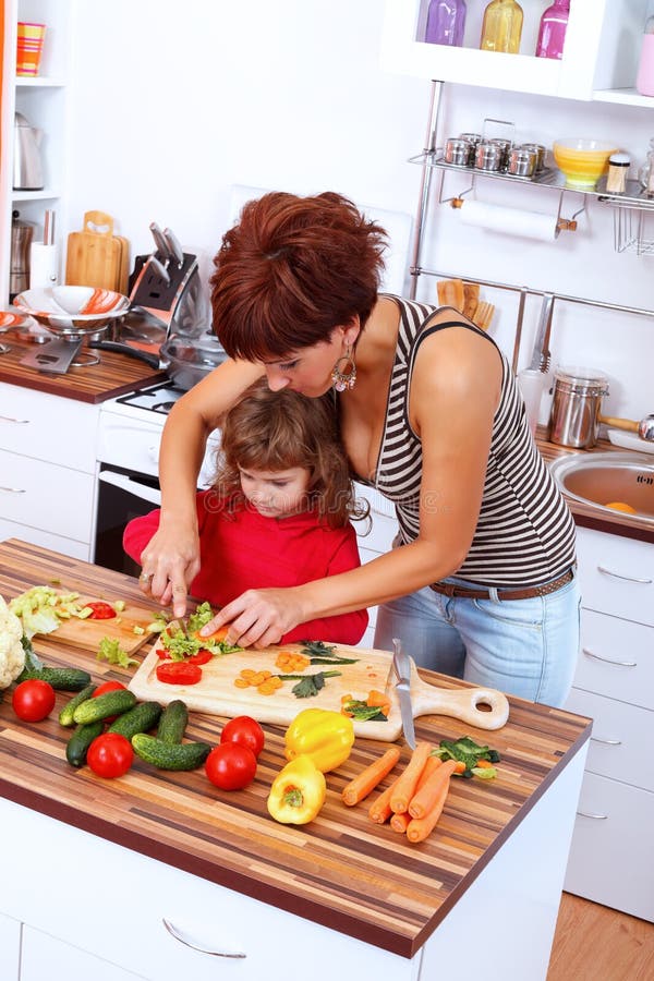 Mother helping daughter