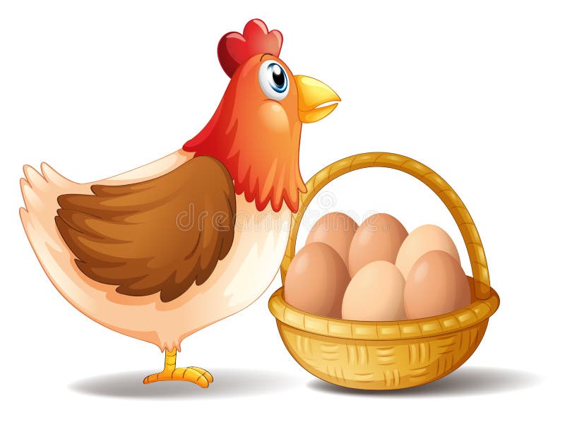 Download The Mother Hen And A Basket Of Eggs Stock Vector ...