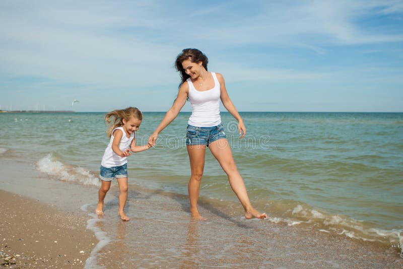 Mother And Her Daughter Having Fun On The Beach Stock Image Image Of Daughter Bright 46811099 