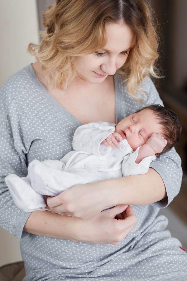 Mother with Her Newborn Baby Stock Photo Image of healthy, parenting