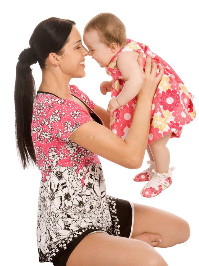 A mother hold his infant child stock photography