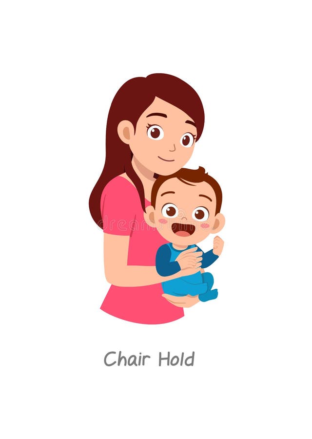 Mother Holding Baby with Pose Named Chair Hold Stock Vector