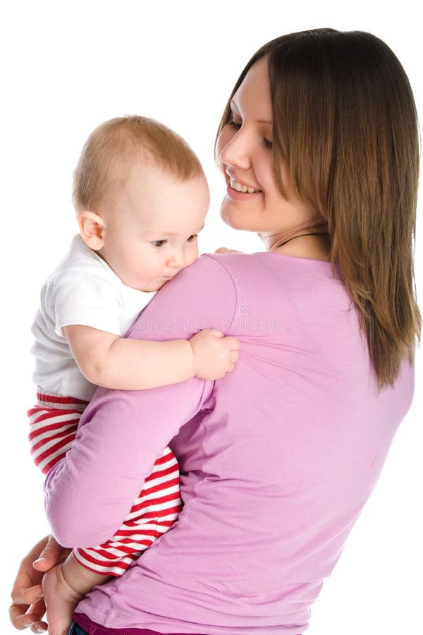 Mother holds baby boy