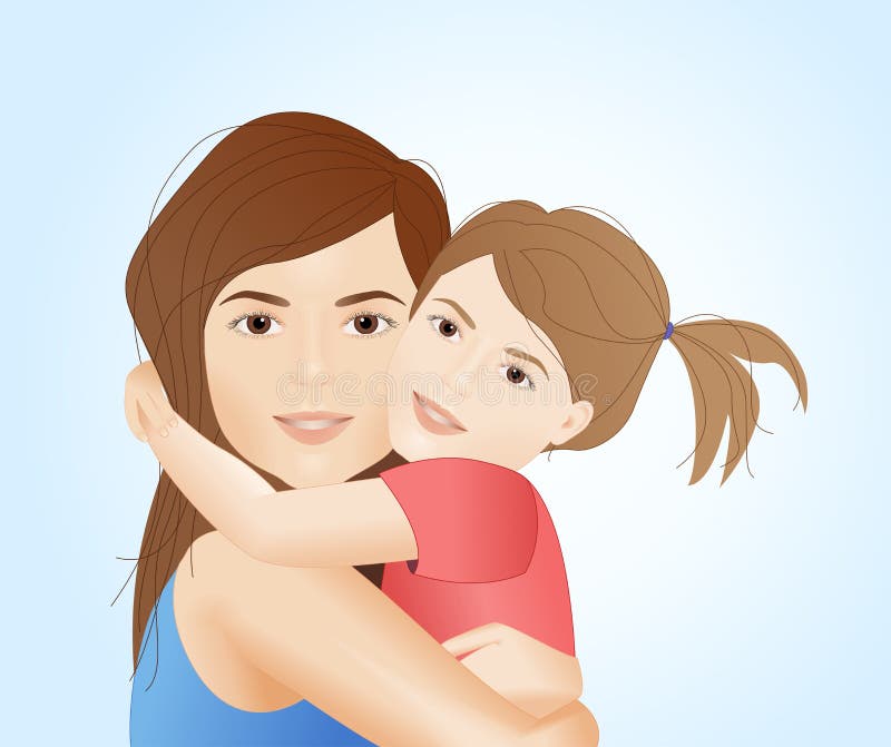 Daughter Her Hugging Mother Stock Illustrations 674 Daughter Her Hugging Mother Stock 