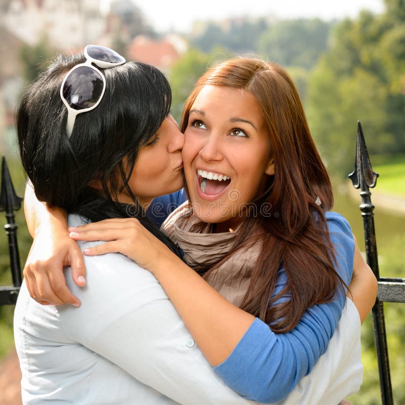 Mother Kissing Her Daughter Happy Embrace Outdoors Stock Image Image Of Comfortable Lifestyle