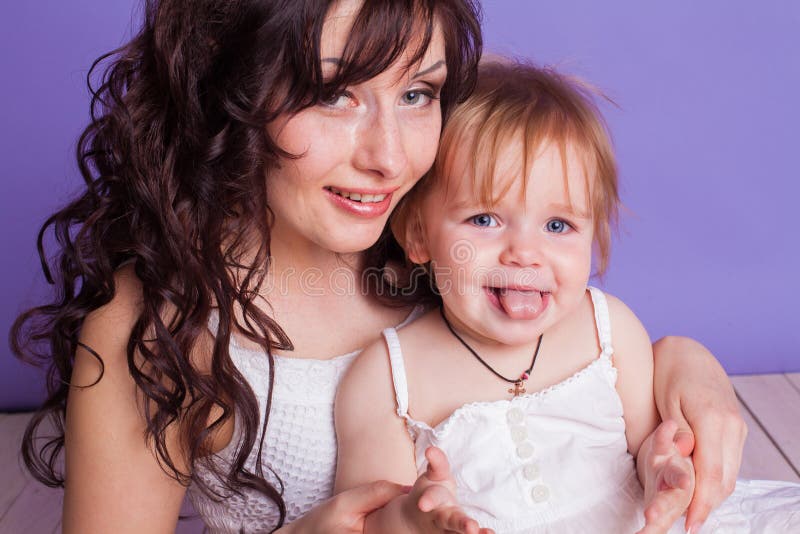 Mother And Little Daughter Play Smile Stock Image Image Of Glowing Little 95795329