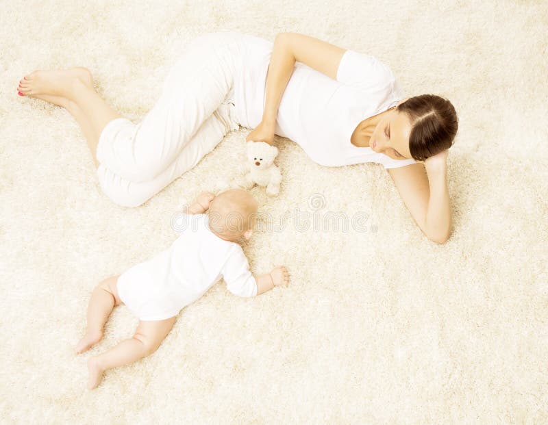 Mother Playing Baby, Happy Newborn Kid with Mom Play Toy, Family