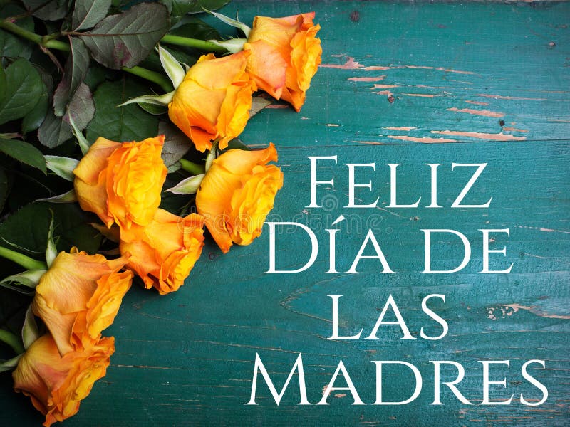 Mother`s Day Card with Spanish Words: Happy Mother`s Day, Stock Image