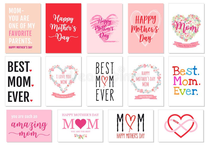 Mother`s day cards, vector set stock illustration Mother`s day cards, vector set stock illustration