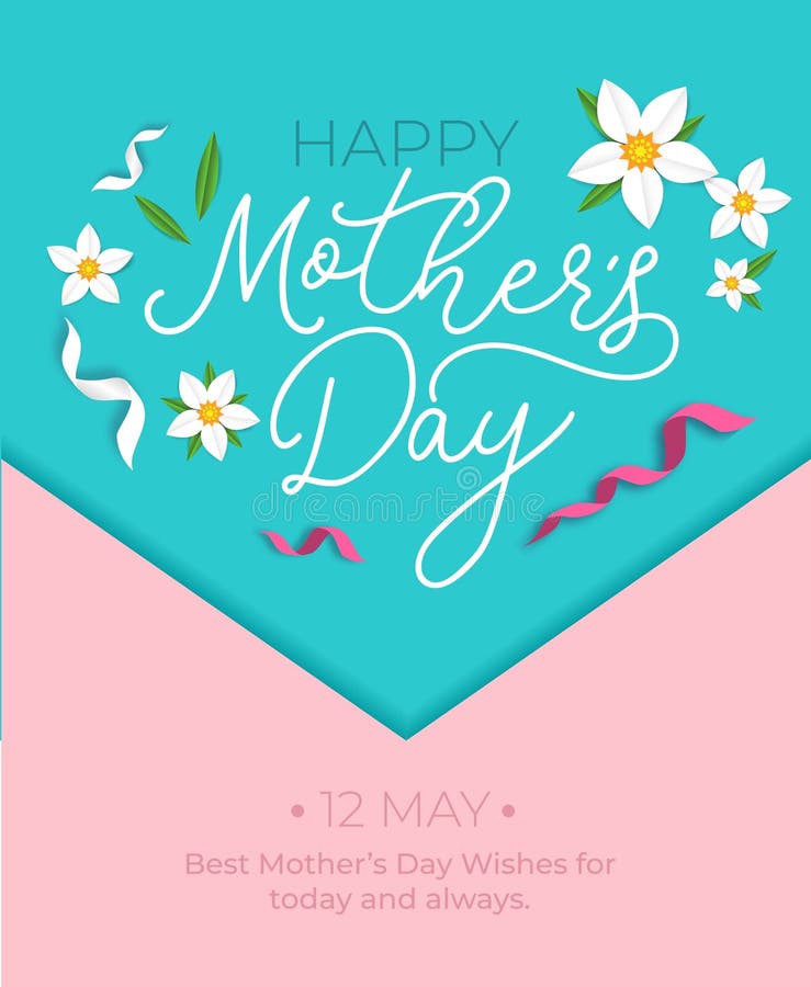 Mother`s day greeting card concept. Vector illustration with ribbons and flowers for greeting card, sale poster, flyer etc. Happy vector illustration Mother`s day greeting card concept. Vector illustration with ribbons and flowers for greeting card, sale poster, flyer etc. Happy vector illustration