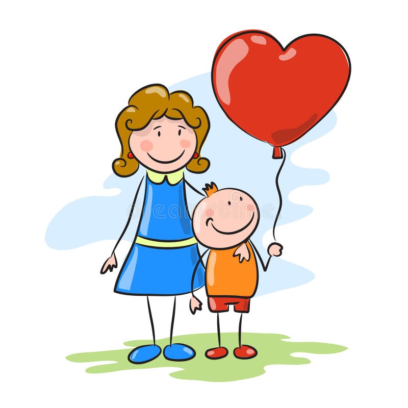 Mother and son stock vector. Illustration of hair, heart - 26739284