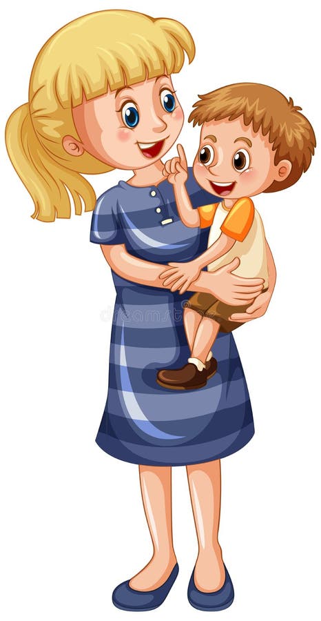 Mother and Son Cartoon Character Stock Vector - Illustration of drawing,  smiling: 180868436