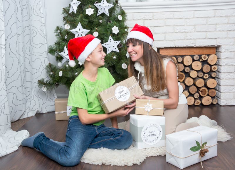 Mother Son Exchanged Christmas Gifts Stock Photos Free & RoyaltyFree Stock Photos from Dreamstime