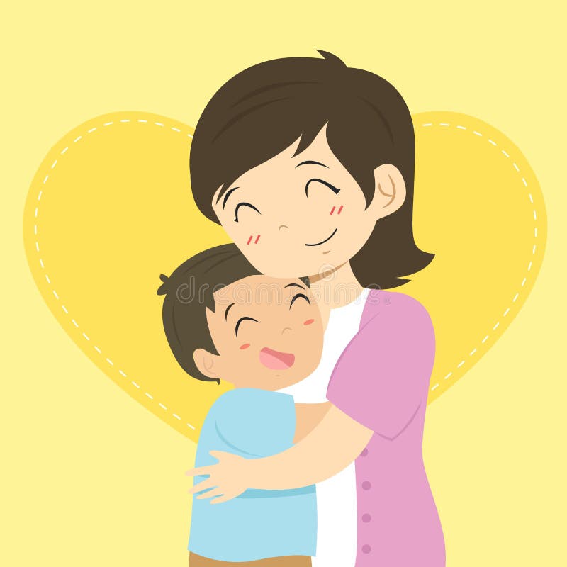 Mother And Son Hugging Cartoon Vector Stock Vector Illustration Of Male Hugging 97729474