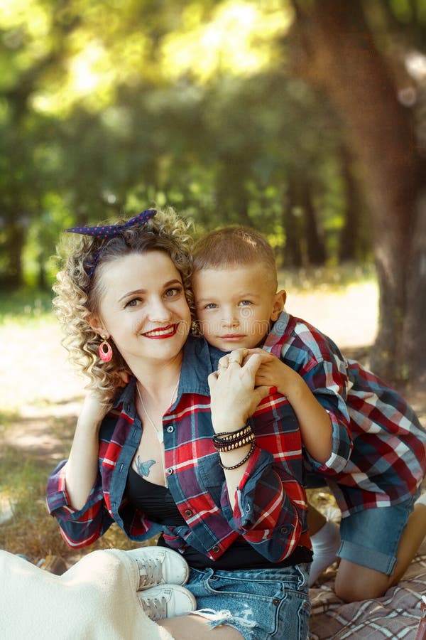 Mother and son lovely portrait together hugging stock photo Mother and son lovely portrait together hugging stock photo