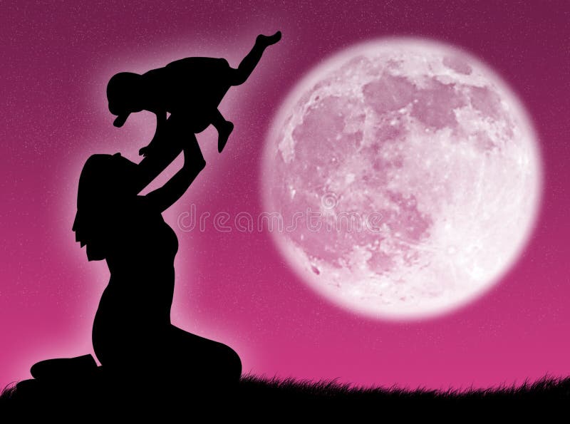 Mother and son in the moon
