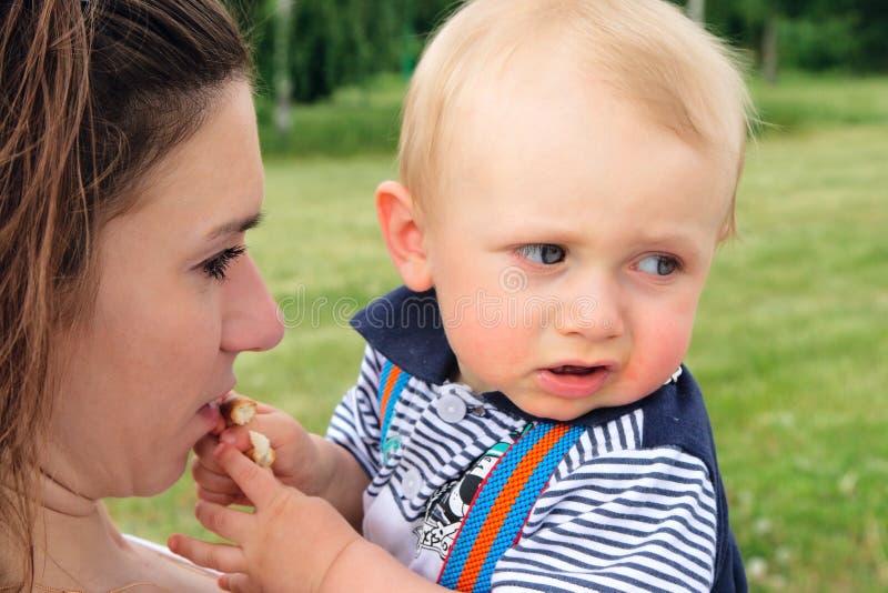 Mother and son outdoor stock image. Image of happy, female - 25137009