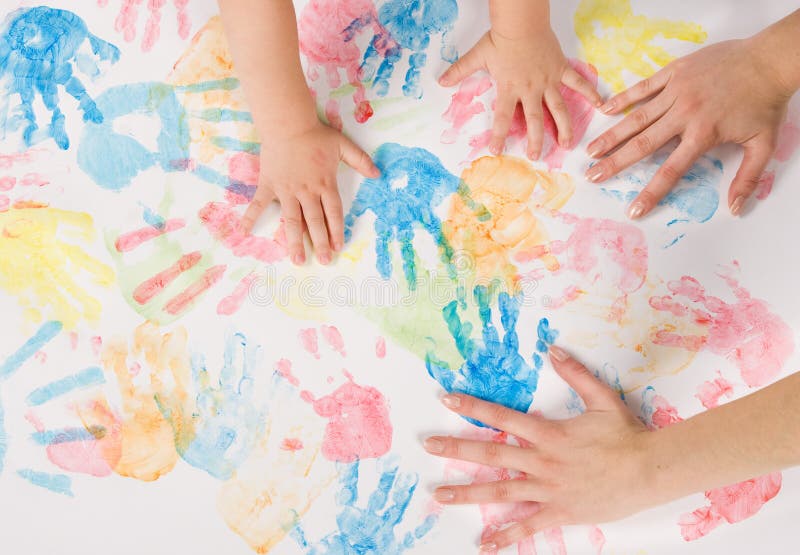 Mother and son painting