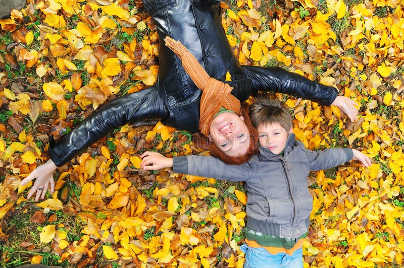 Mother and son in the park