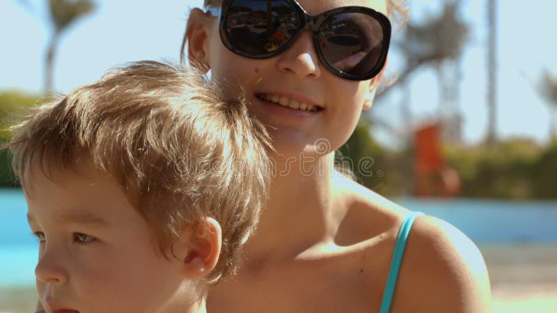 Mother and son on vacation stock video. Video of family - 39559581